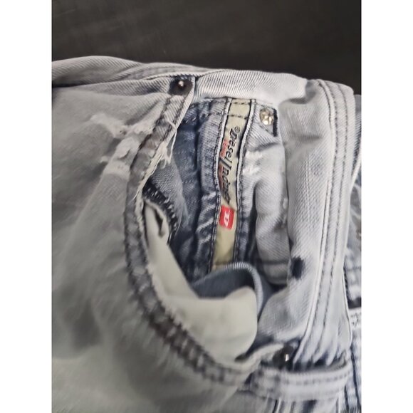 Diesel Basic Jeans Mens 33 Light Wash Straight Leg Button Fly Distressed(HL4) - Picture 9 of 13